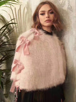 Vetement femme 2018 pink cape female jacket  lovely rosette blouses vadim fashion