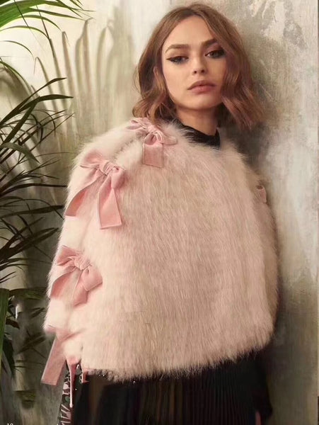 Vetement femme 2018 pink cape female jacket  lovely rosette blouses vadim fashion